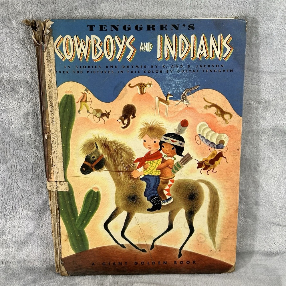 Tenggren Cowboys Indians 1948‎ Giant Golden Book Gustaf Tenggren Illustrated Vtg